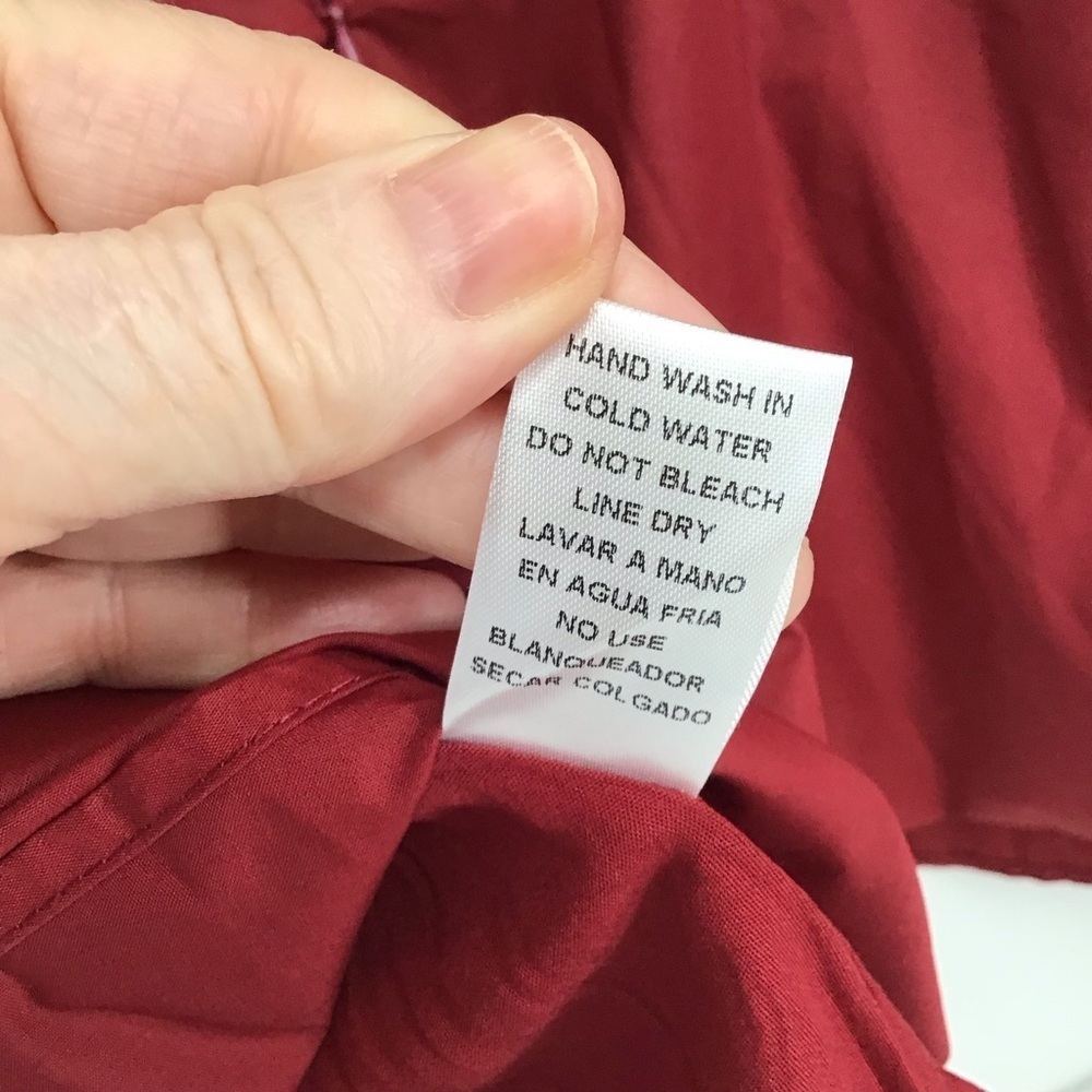 ENTRO NWT Poplin Ruffle Sleeve Baby Doll Mini Dress Maroon Career Size L - Picture 11 of 11